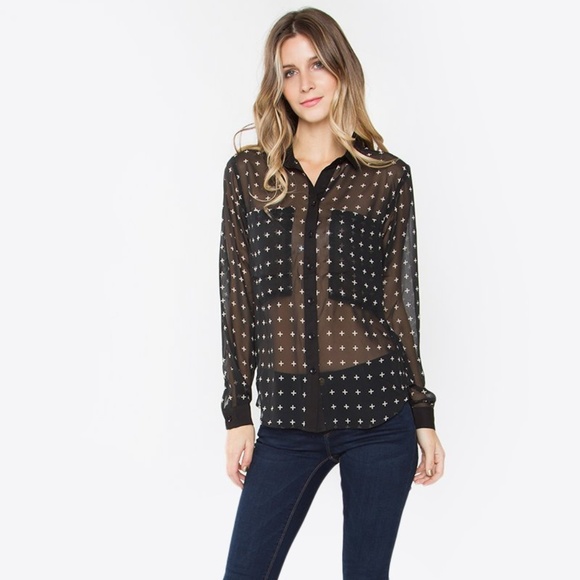 Sugarlips Tops - NWT Nordstrom Rack Chiffon Cross Print Top Size XS